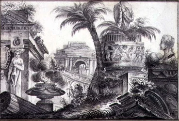 An Architectural Fantasy, c.1760 (kol och penna på papper)