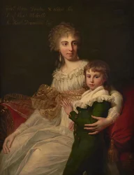 Porträtt av Hon. Mrs Henry Drummond med sin son, Henry (olja på duk)