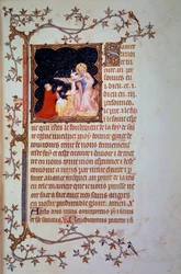 Hertig Johan I av Berry (1340-1416) inför den heliga treenigheten. Miniatyr ur handskriften (ms. lat. 18014) ”Johan av Berrys små tideböner”, illuminerad av Jean le Noir, omkring 1375. Paris, B.N.