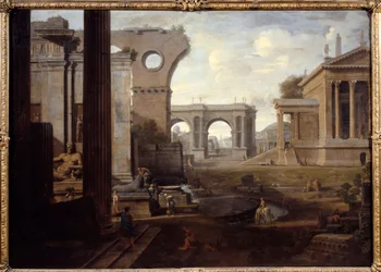 Forntida ruiner. Målning av Jean Lemaire (1598 - 1659)