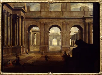 Vy över en imaginär palatsmålning av Jean Lemaire (1598-1659) 1600-talets Paris, Louvren.