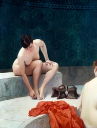 Två kvinnor i badkaret. Målning av Jean-Leon Gerome (Jean Leon Gerome