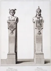Byster av Merkurius och Minerva av Louis Lerambert i Versailles, 1674