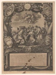 Kalender för 1659: Allegori om Flanderns underkastelse till Ludvig XIV Kalender före 1659: Allegori om överlämnandet av Flandern till Ludvig XIV Almanach, pour l