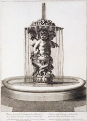 Fontän med tre tritoner i Versailles, efter Pierre le Gros, 1673