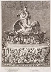 Fontän med två amoriner och en svan, designad av Jean-Baptiste Tuby, i Versailles, 1677
