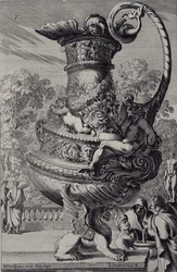 Trädgårdsskulptur, publicerad ca 1670 (gravyr) (se även 172934)