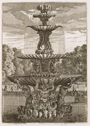 Tallrik från fontäner och vattenstrålar i italiensk stil, 1661
