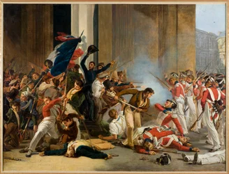 Franska: intagandet av Louvren den 29 juli 1830; massaker på schweizergardisterna