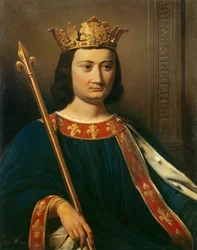 Porträtt av Filip IV den sköne (1268 - 1314), kung av Frankrike. Målning av Jean-Louis Bezard (1799-1881).