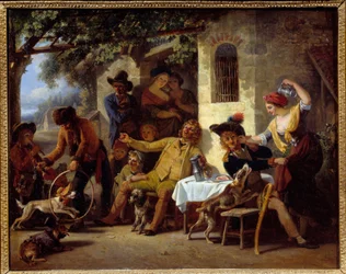 Saltims framför ett värdshus Målning av Jean Louis Demarne (1744-1829) 1823 Grenoble, Musee des Beaux Arts