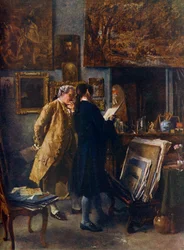 En konstnär som visar sitt verk, c1850, 1912.