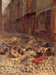 Barrikad i Rue de la Mortellerie, juni 1848 (Memory of Civil War) 1849 (olja på duk)