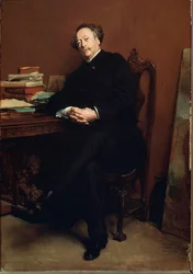 Porträtt av Alexandre Dumas Jr. (1824-1895) 1877 Målning av Jean Louis Ernest Meissonier (1815-1891). Museet för palatsen i Versailles