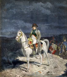 Kejsar Napoleon I av Frankrike till häst 1814 - gravyr efter Meissonier.
