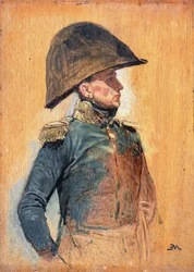En generalofficer (olja på panel)