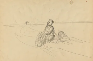 Två figurer på en väg (verso)