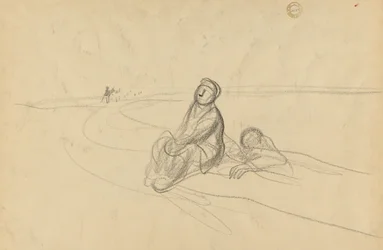 Två figurer på en väg, ca. 1919.