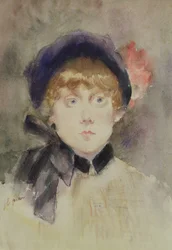 Ung kvinna i en blå hatt, 1883 (wc)