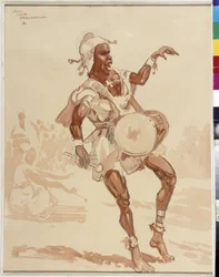 Afrikansk musiker (akvarell)