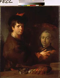 Självporträtt. Målning av Jean Louis de Velly (1730-1809). Olja på duk, 96 x 80 cm, fransk 1700-talskonst. Eremitagemuseet, Sankt Petersburg.