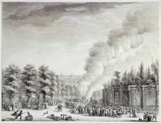 Franska revolutionen: "" Modell av påven brinner i Palais-Royal, 6 april