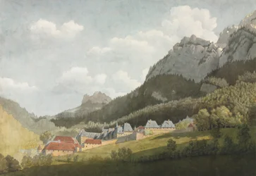 Landskap av Grande Chartreuse, sent 1700-tal-1800-tal (akvarell med grafit )