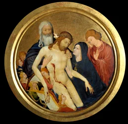 Medlidande med vår Herre, sade "" den stora runda Pieta"" Målning tillskriven Jean Malouel (cirka 1370-1415) 1400 Sun. 0,64m.
