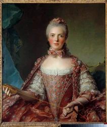Porträtt av Madame Adelaide av Frankrike (1732-1800) gör knutar Målning av Jean-Marc (Jean Marc) Nattier (1685-1766) 1756 Sön 1,26x0,96 m - Porträtt av Madame Adelaide de France (1732-180) . Målning av Jean-Marc (Jean Marc) Nattier (1685-1766)