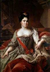 Porträtt av den ryska imponen Catherine Iere (1684-1727), hustru till Peter den store Målning av Jean Marc (Jean-Marc) Nattier (1685-1766) Eremitagemuseet från 1700-talet, Sankt Petersburg