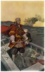 Porträtt av den walesiske piraten och sjörövaren Henry Morgan (1635-1688) Illustration av J N Marchand (1883-1941) från "Sir Henry Morgan Buccaneer" 1903