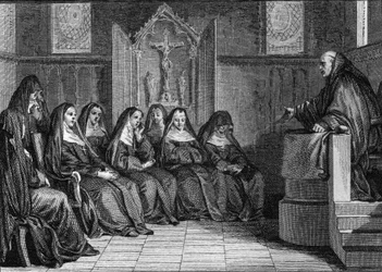 Abelard och Heloise: Pierre Abelard eller Abailard (1079-1142) blev munk i klostret Saint Denis. Gravyr av Jean Michel Moreau, dit Moreau le Jeune (1741-1814)