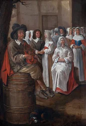Bröllopsscen av Michelin, Jean (1623-1695). Olja på duk, storlek: 76x52, , Privat samling