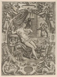 Cleopatra biten av en asp, 1535-55.