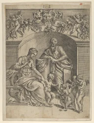 Jungfrun med Jesusbarnet älskad av Johannes, 1543.