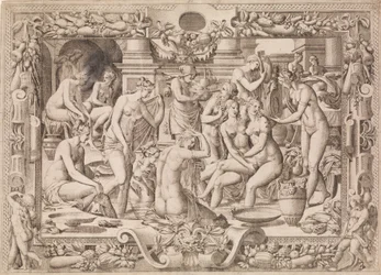 Kvinnor som badar, 1535-55.