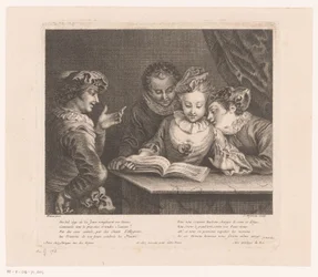 Sjungande ung kvinna och tre unga män vid ett bord Verk av Antoine Watteau (serietitel) L