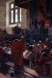 Anne du Bourg och Henry II i Paris-parlamentet, 10 juni 1559, 1893