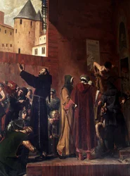 Delivrance des embmures de Carcassonne I augusti 1303 kommer folket i Carcassonne och Albi för att riva ut de många fångarna som de innehöll från inkvisitionens fängelsehålor - Bernard Delicieux försöker hålla tillbaka folkmassan som hans tal roade - Refor