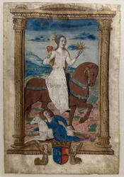 Välgörenhet och avund. Les rondeaux des vertus, efter 1515 (Målat och illuminerat pergament)