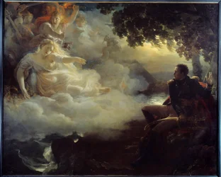 Allegori över staten Frankrike innan Napoleon Bonapartes (1769-1821) återkomst från Egyptens fälttåg (1798-1801) Målning av Jean Pierre Franque (1774-1860) 1800-talets sön. 2,61 x 3,26 m