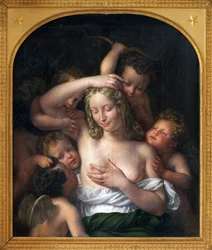 Nymf och kärlek. Målning av Jean Pierre Granger (1779-1840), olja på trä, 96,5 x 82 cm