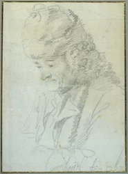 Voltaire (1694-1778) på ålderns höst, 1769 (krita på papper)