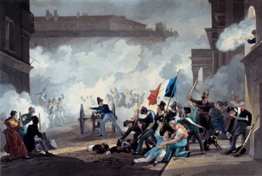 Revolutionen 1830: En student vid Ecole Polytechnique beslagtog en kanonbit under erövringen av Palais-Royal den 28 juli