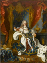 Porträtt av Ludvig XV, 1710-1774, kung av Frankrike, vid 9 års ålder, 1719