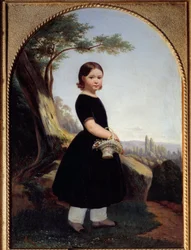 Porträtt av en liten flicka (Esther Debost) Esther Debost, kusin till konstnären. Målning av Hippolyte Lazerges (1817-1887) 1843 Sön. 0,81x0,61 m Rouen, musee des Beaux Arts