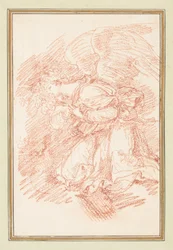 Knästående bevingad figur