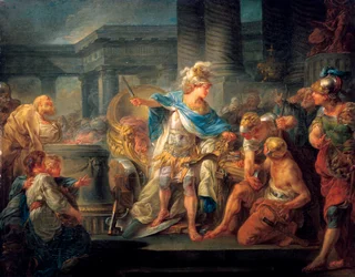 Alexander skär den gordiska knuten, sent 1700-talet