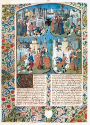 Chronique de la Bouquechardiere, världshistoria sammanställd av Jean de Courcy, seigneur de Bourg-Achard (pergament)
