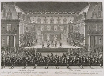Jean-Baptiste Lullys opera Alceste framförs på marmorgården vid Palace of Versail